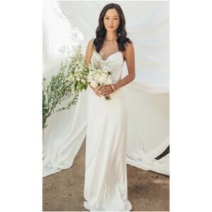 Show Me Your Mumu Tuscany Maxi Slip Dress White Ivory Size Small